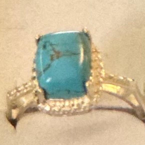 925 Sterling silver ring rectangular Mojave Blue Turquoise NWOT - Picture 15 of 15